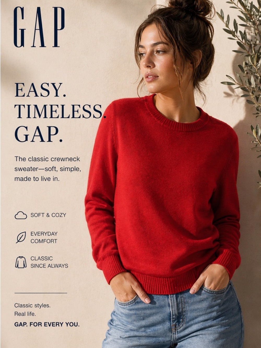 GAP Vibrant Red Crew Neck Sweater large - Picture 1 of 6